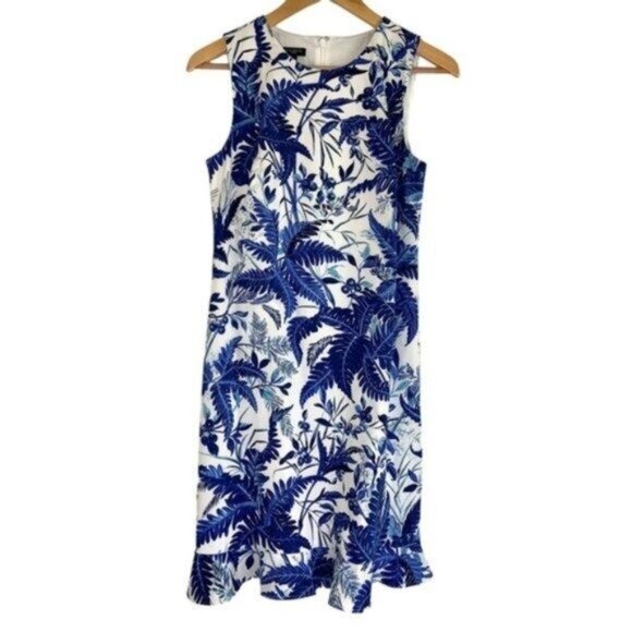 Talbots Blue and White Floral Aline Dress - Picture 2 of 6